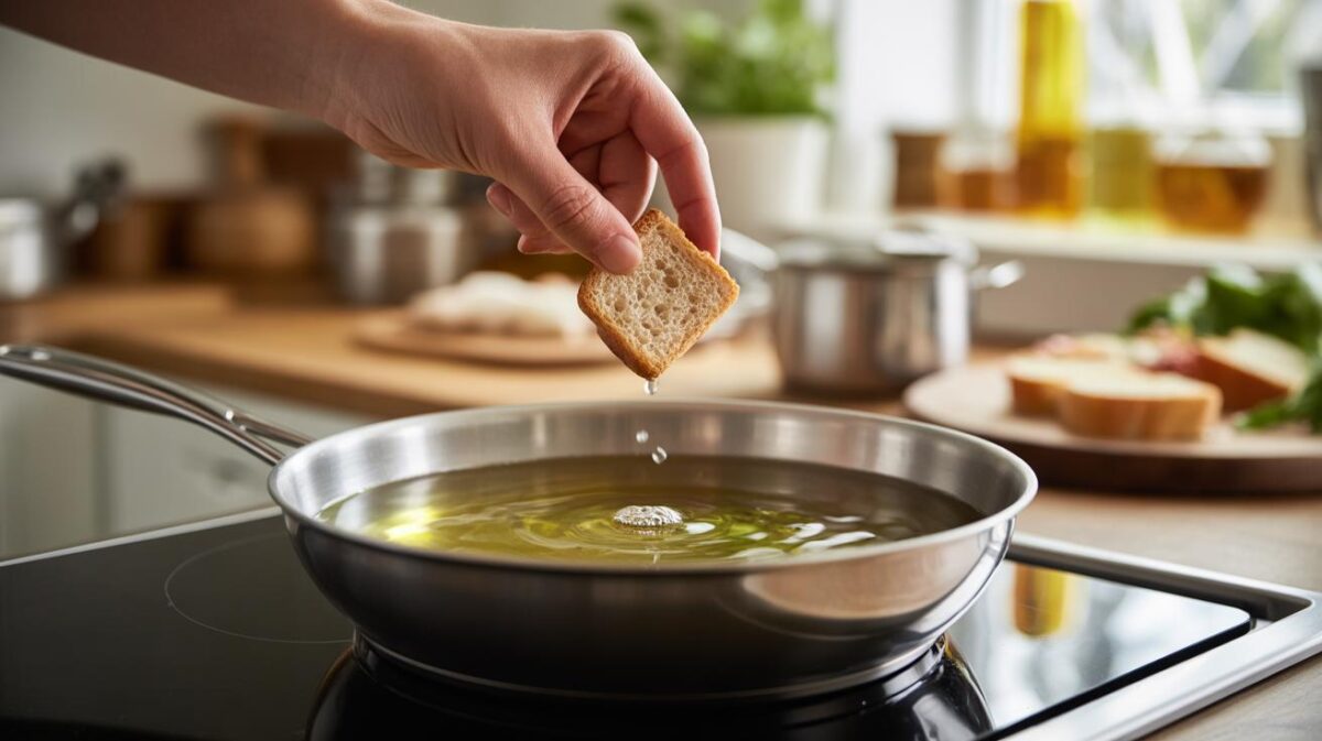 Come capire se l'olio per friggere è alla temperatura giusta senza termometro: il trucco del pane