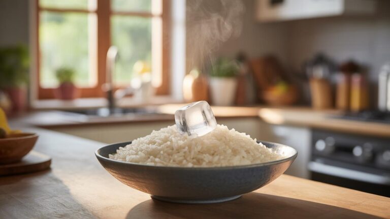 Questo trucco con un cubetto di ghiaccio trasforma il tuo riso riscaldato come se fosse appena cotto