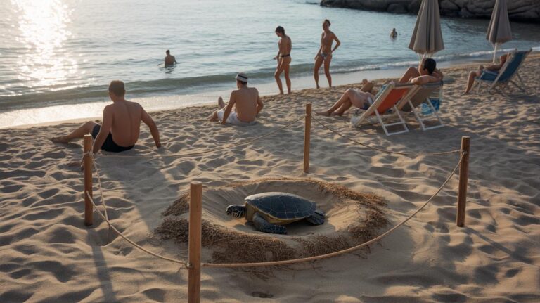 È la prima volta che assistiamo a questo a Golfe-Juan: sulla spiaggia di Vallauris, come i bagnanti convivono con le uova di tartaruga protette