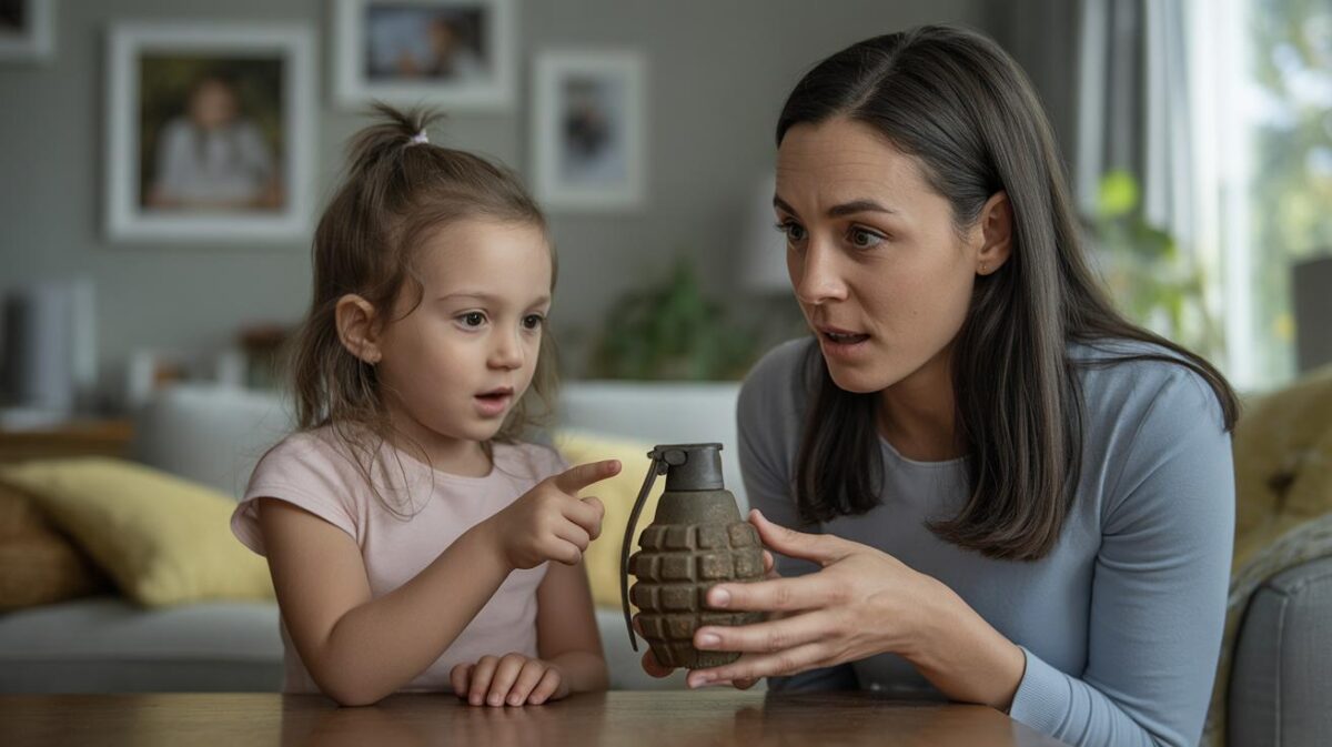 La bambina pensa di portare a casa una pietra come ricordo della spiaggia: un anno dopo, sua madre si accorge che è una granata